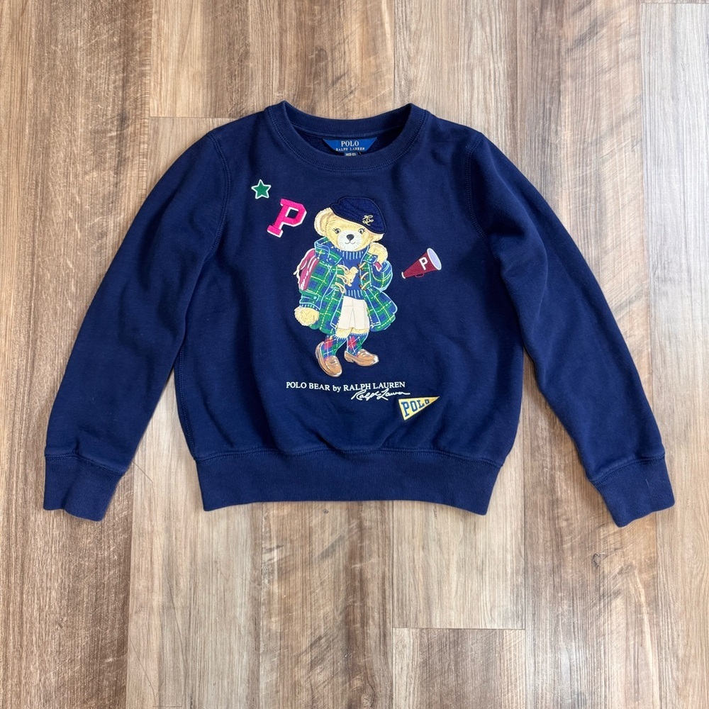 Polo Ralph Lauren Girls Navy Blue Polo Bear Sweatshirt, M (8-10) - Picture 5 of 12